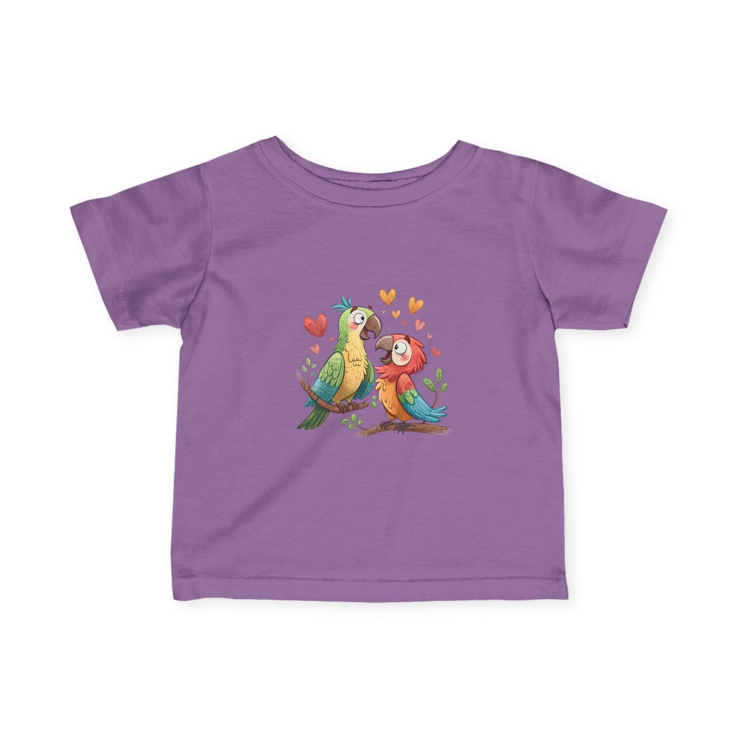 Infant Tee — Cute Pair of Parrots Baby Shirt (Hearts & Love)