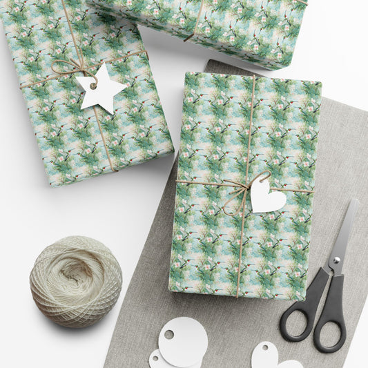 Wrapping Paper — Green Watercolor Botanical Gift Wrap (Floral Pattern)