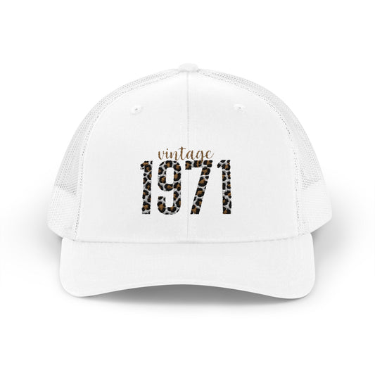 1971 Leopard Print Snapback Trucker Cap — Vintage Born in 1971 Birthday Gift
