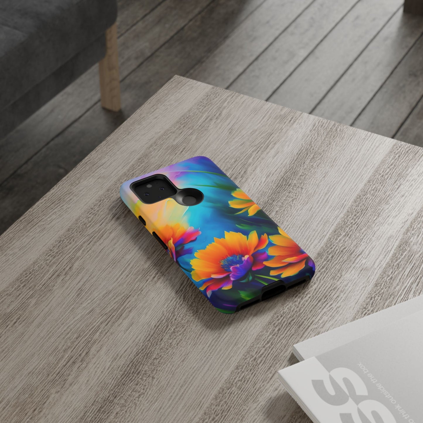 Floral Sunset Tough Phone Case — Vibrant Watercolor Flowers Protective Cover