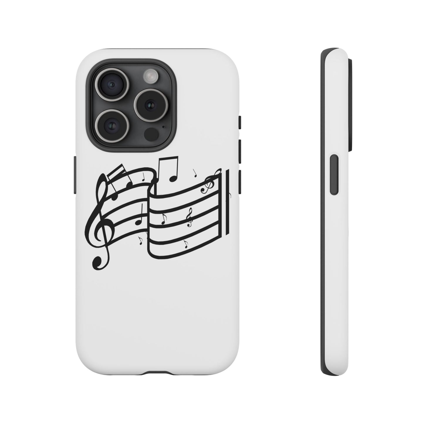 Musical Notes Phone Case — Black Treble Clef Music Staff Tough Case