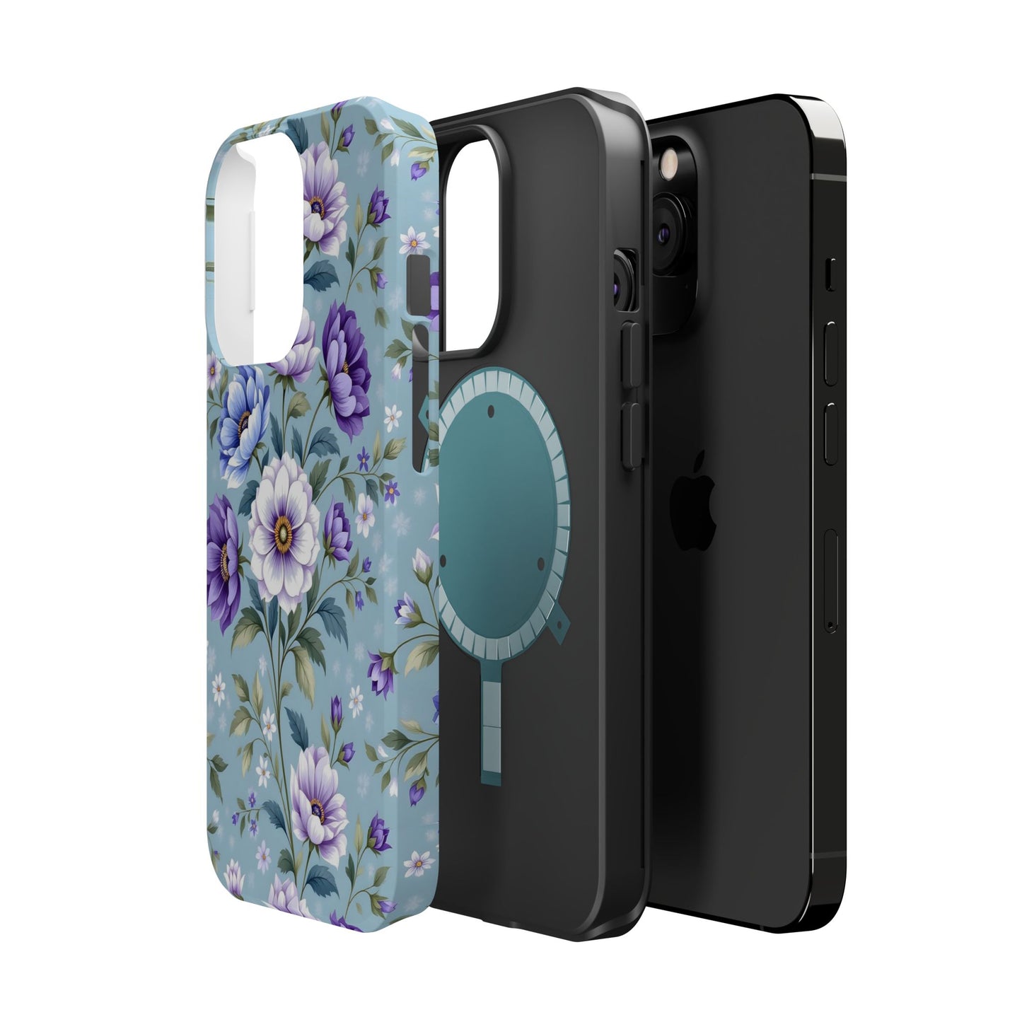 Floral Purple Peony Phone Case — Magnetic Impact‑Resistant Protective Cover