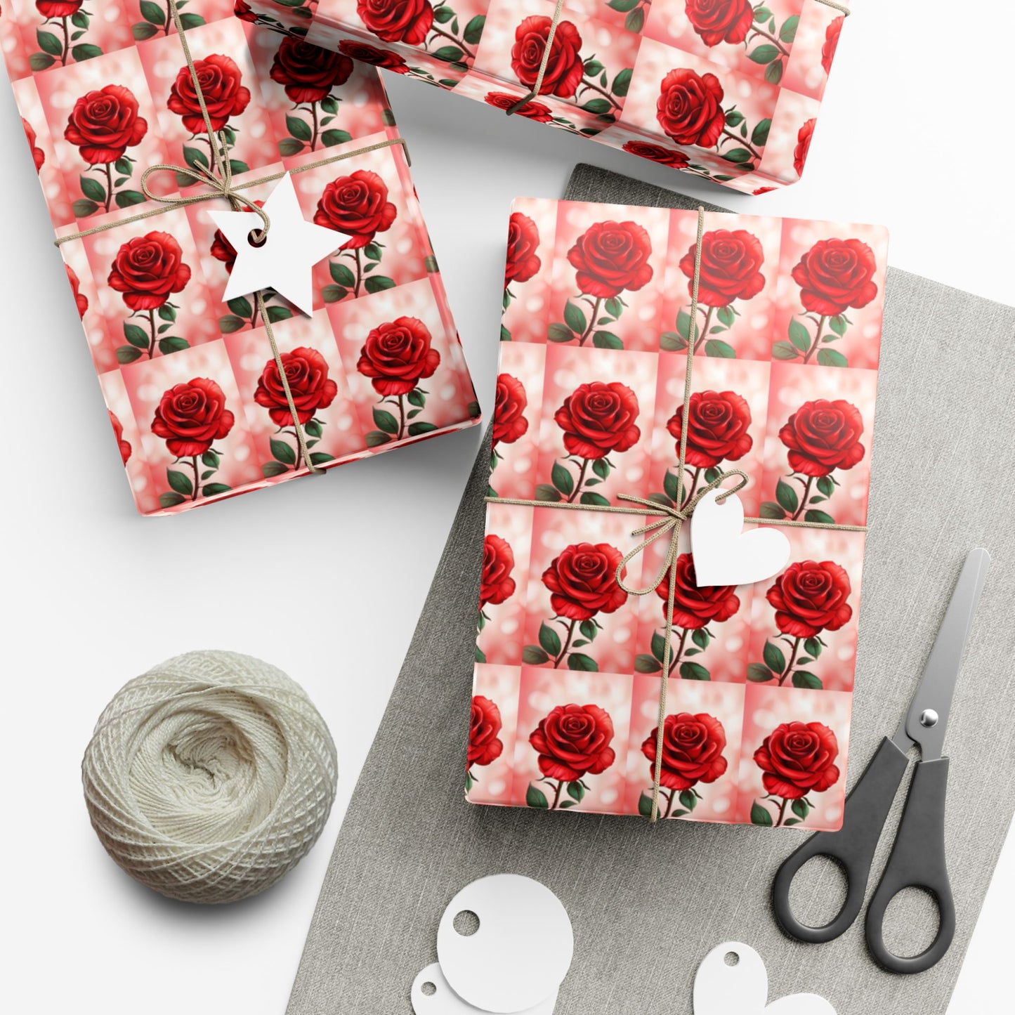 Rose Pattern Gift Wrap Paper — Romantic Floral Wrapping Sheets for Valentines & Anniversaries