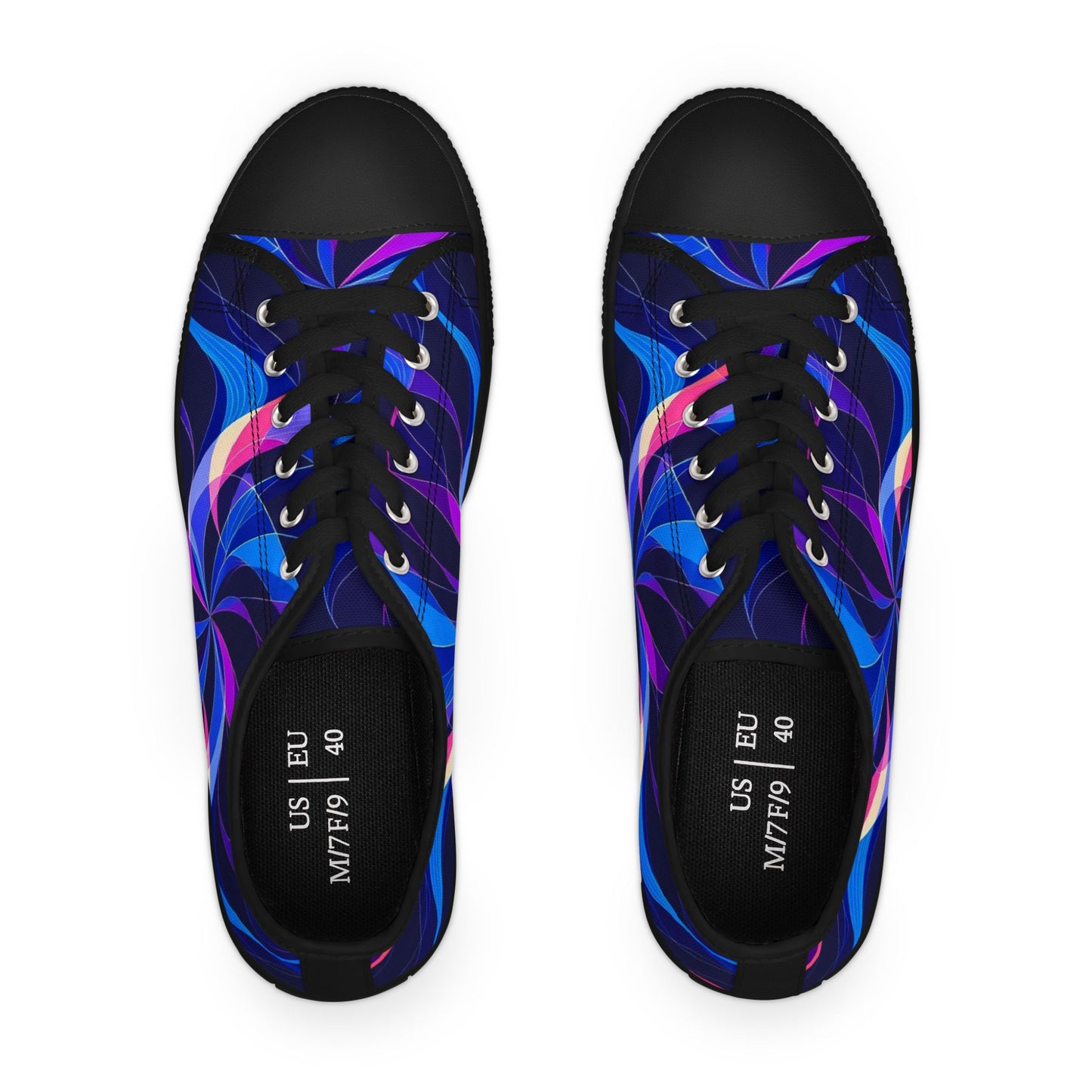 Women's Low Top Sneakers — Blue Purple Swirl Graphic Casual Shoes