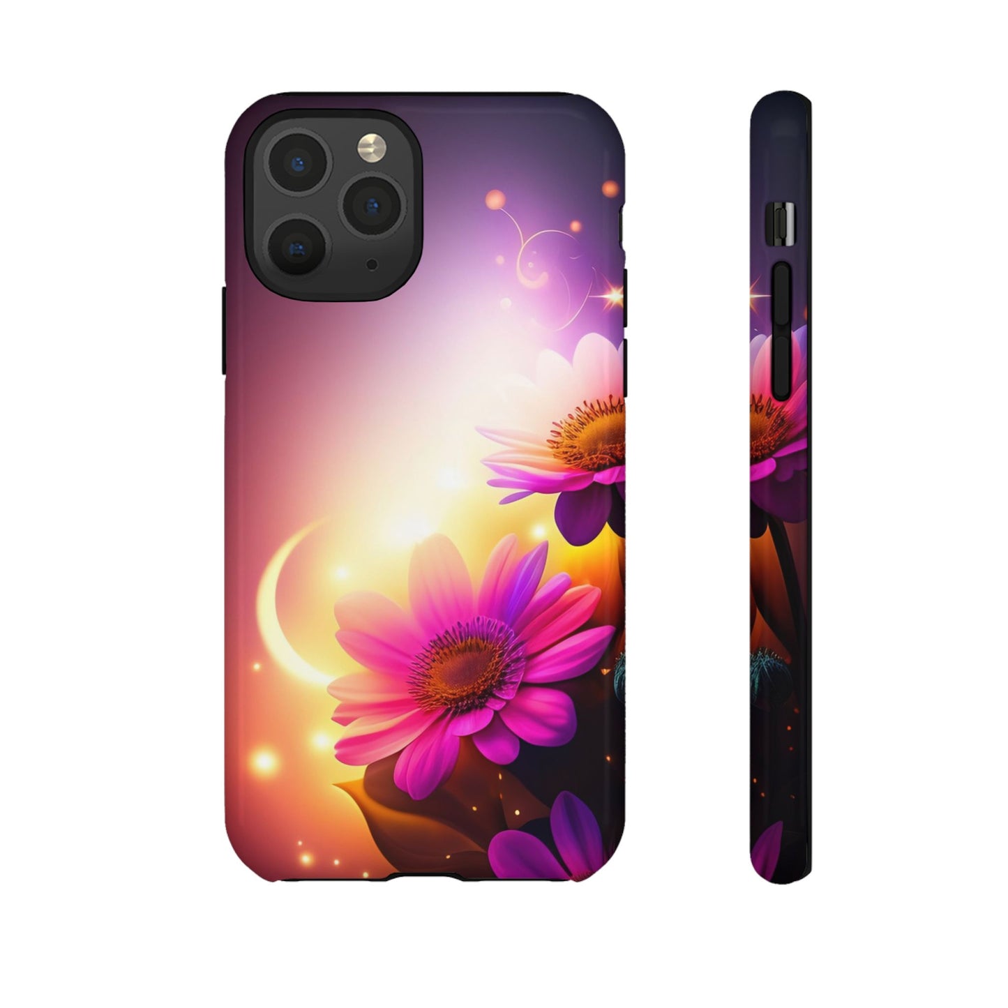 Floral Moonlight Phone Case – Purple Daisy Protective Cover