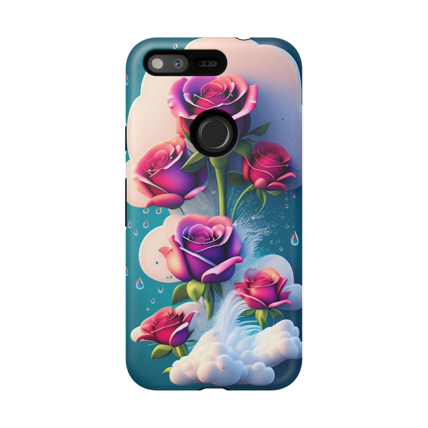 Floral Dream Tough Phone Case — Rose Bouquet Clouds Design