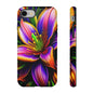 Floral Neon Tough Phone Case — Vivid Purple & Orange Lily Protective Cover