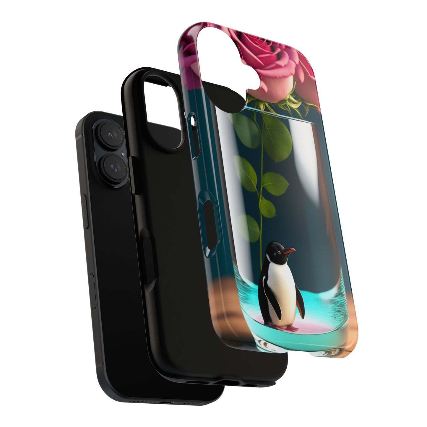 Penguin in a Glass Floral Tough Phone Case — Cute Protective Phone Cover