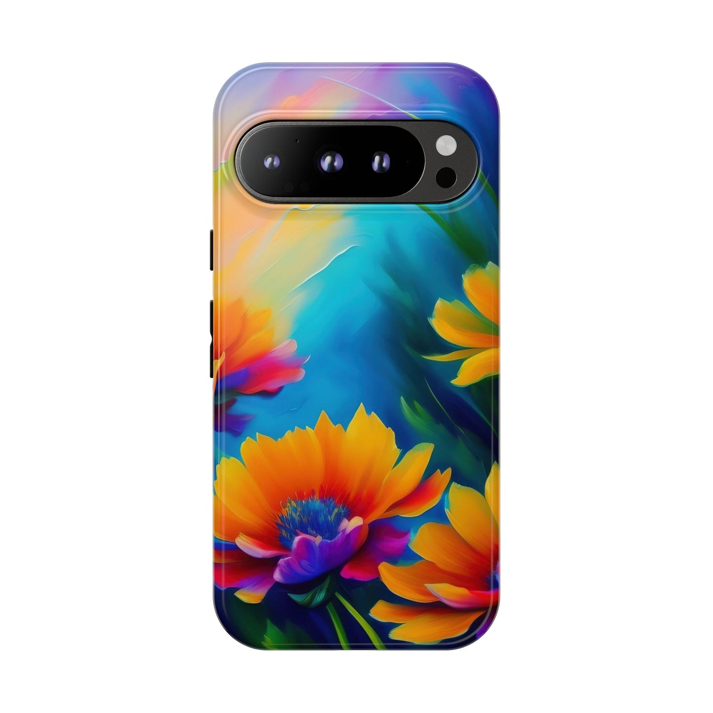 Floral Sunset Tough Phone Case — Vibrant Watercolor Flowers Protective Cover