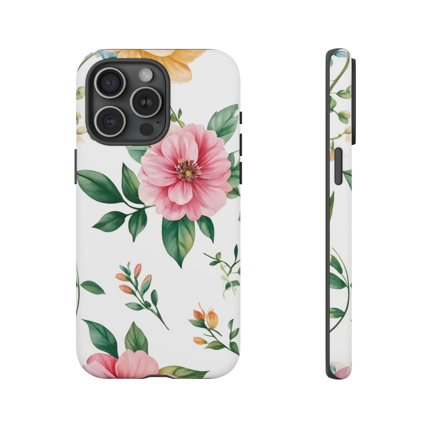 Floral Tough Phone Case — Pink Peony Protective Phone Cover