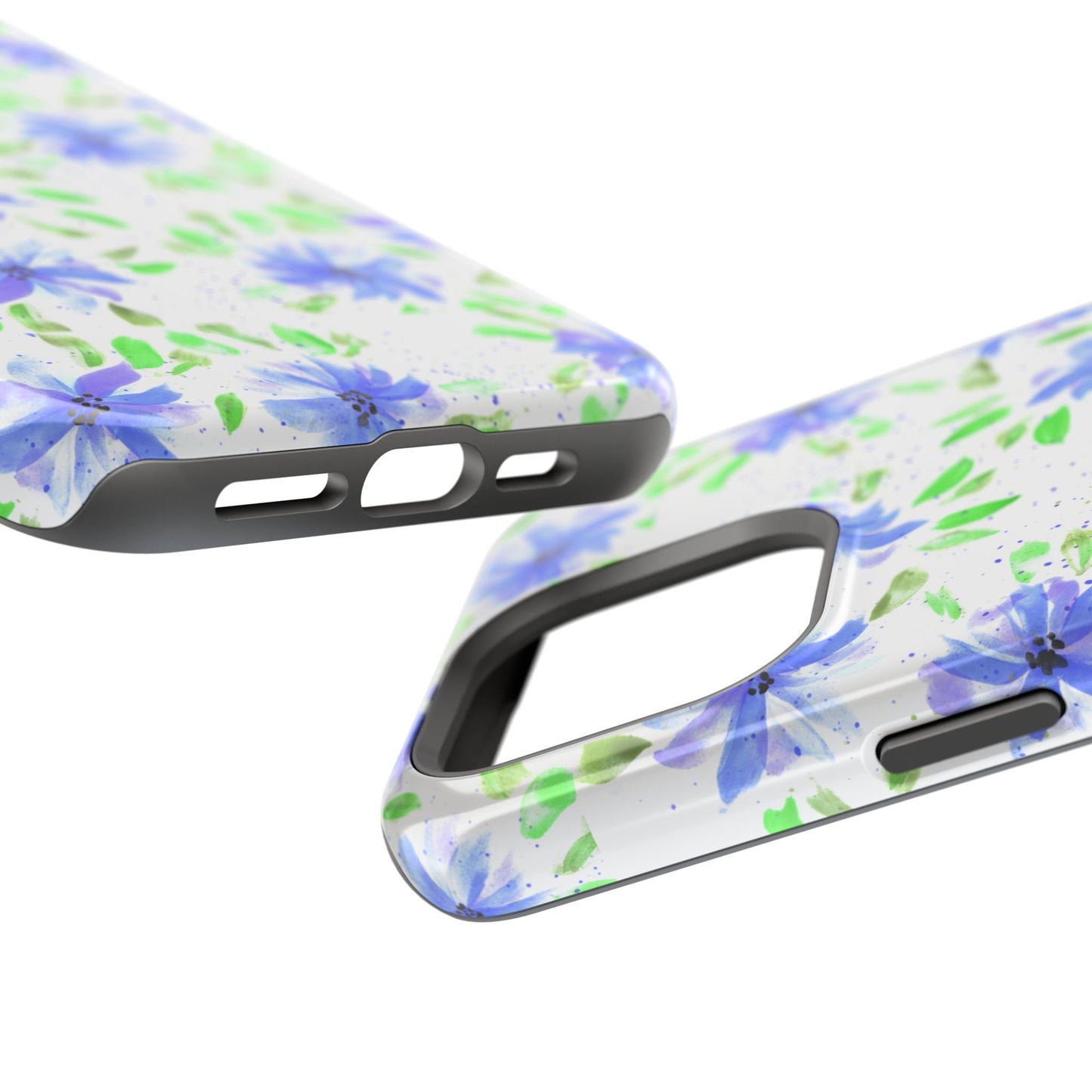 Floral Blue Watercolor Phone Case — Magnetic Impact-Resistant