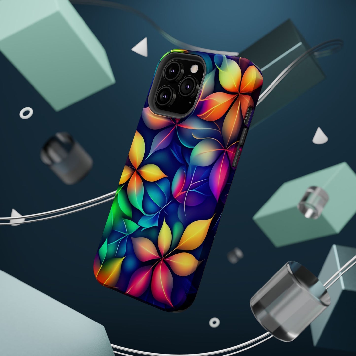 Floral Prism Magnetic Impact-Resistant Phone Case — Colorful Gradient Petal Design