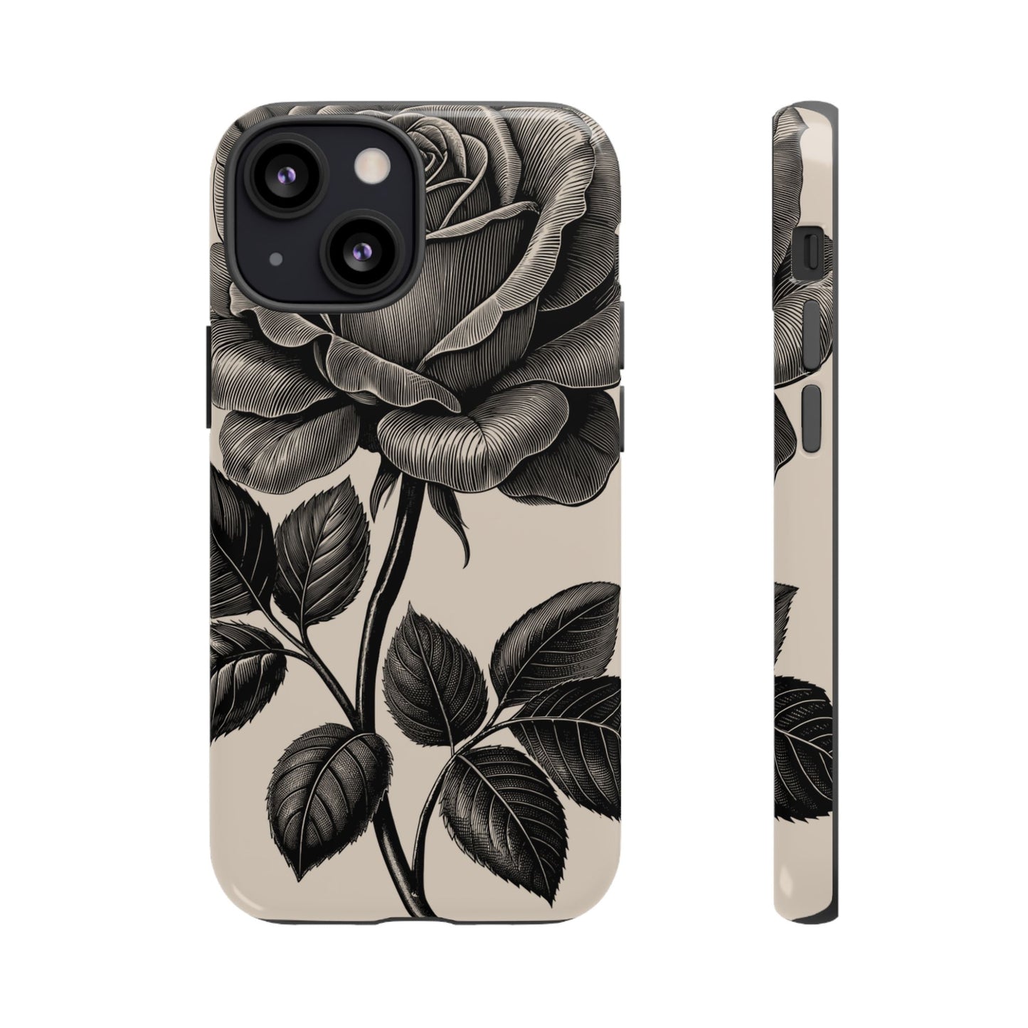 Black Rose Phone Case, Tough Cases with Floral Design, Elegant Tech Accessory, Gift for Flower Lovers, Stylish Protection