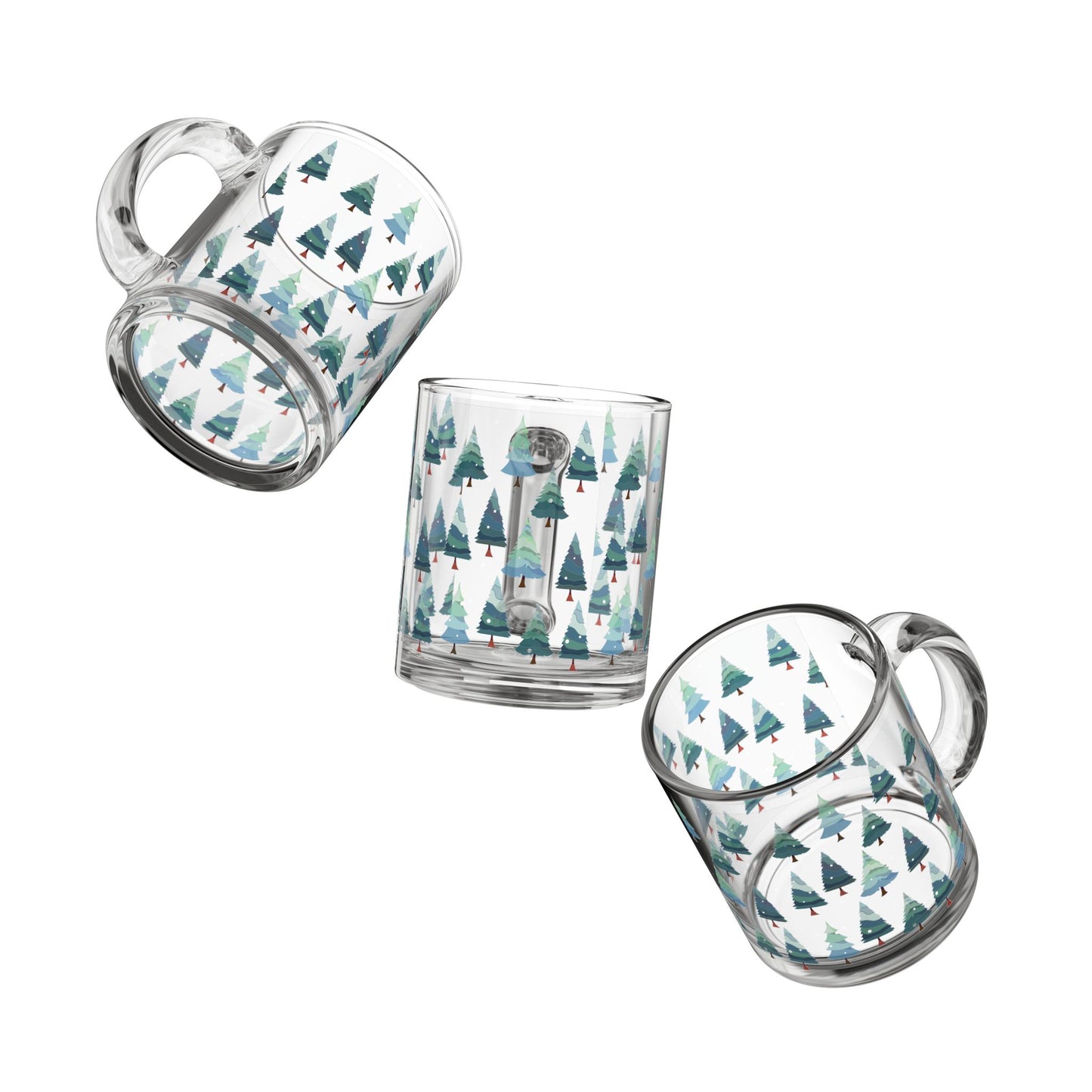 Festive Christmas Tree Glass Mug - Holiday Beverage Cup, Winter Gift, Coaster Companion, Hot Cocoa Mug, Seasonal Drinkware