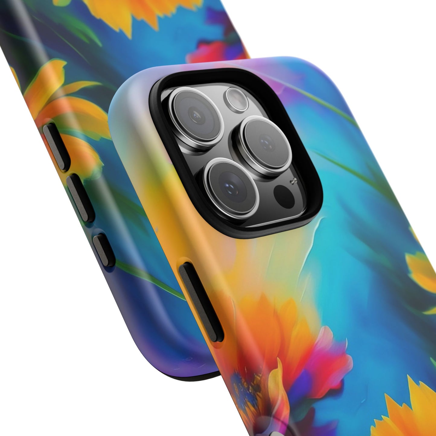 Floral Burst Tough Phone Case — Vibrant Watercolor Flowers Protective Cover