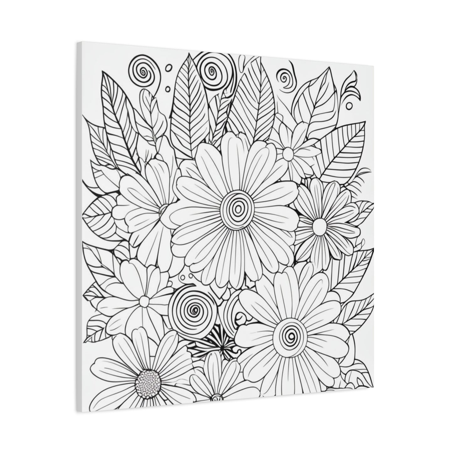 COLOR IT YOURSELF Floral Doodle Canvas Art — Black & White Bouquet Stretched Canvas