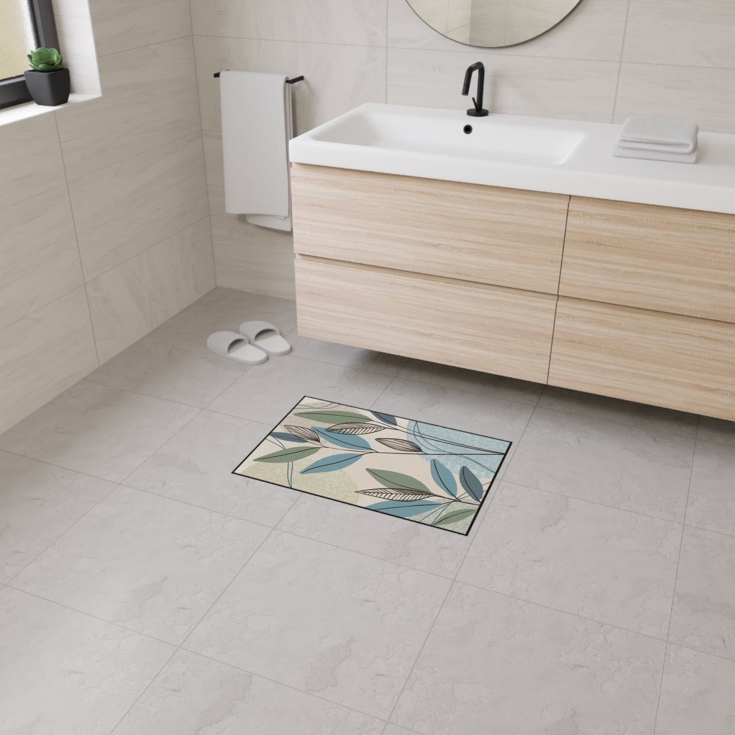 Leaf Pattern Heavy-Duty Floor Mat — Durable Indoor Entry Rug for Kitchen & Mudroom