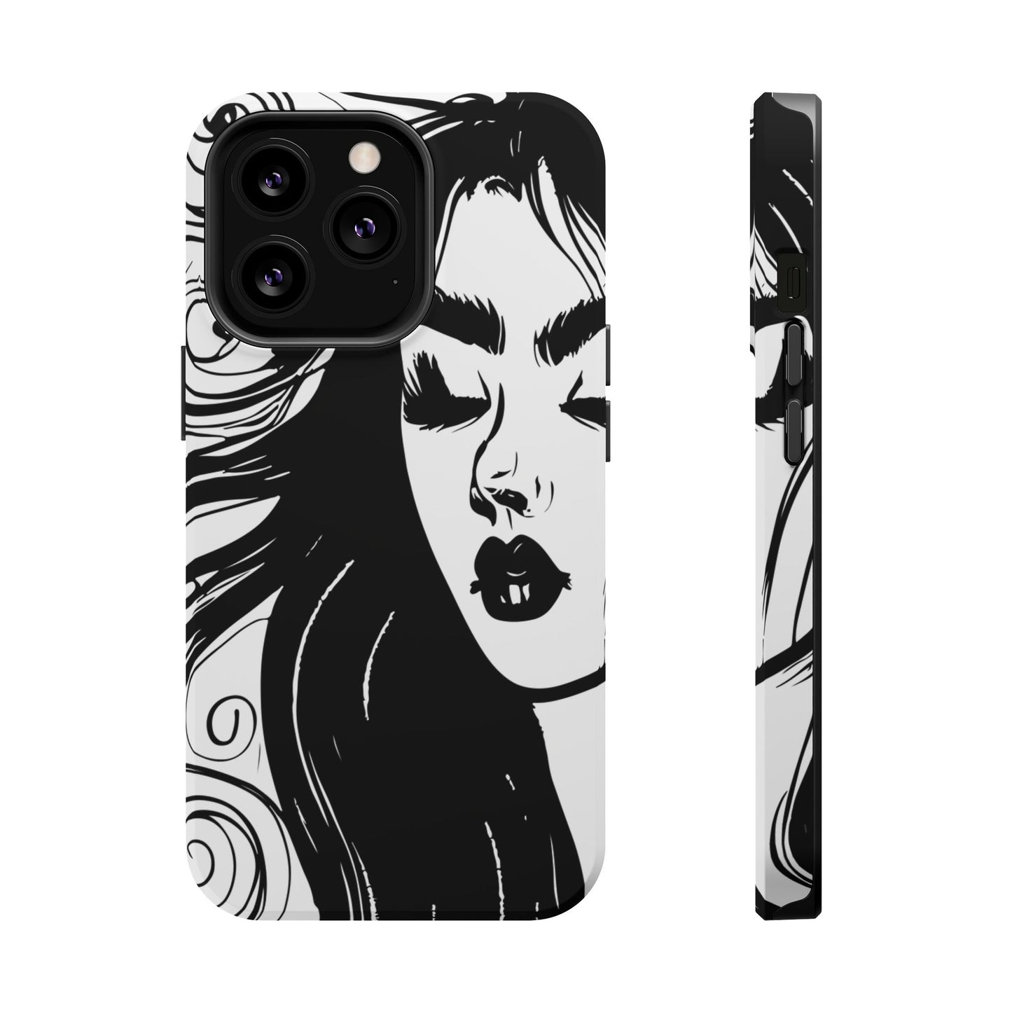 Artistic Black & White Portrait Phone Case — Magnetic Impact-Resistant