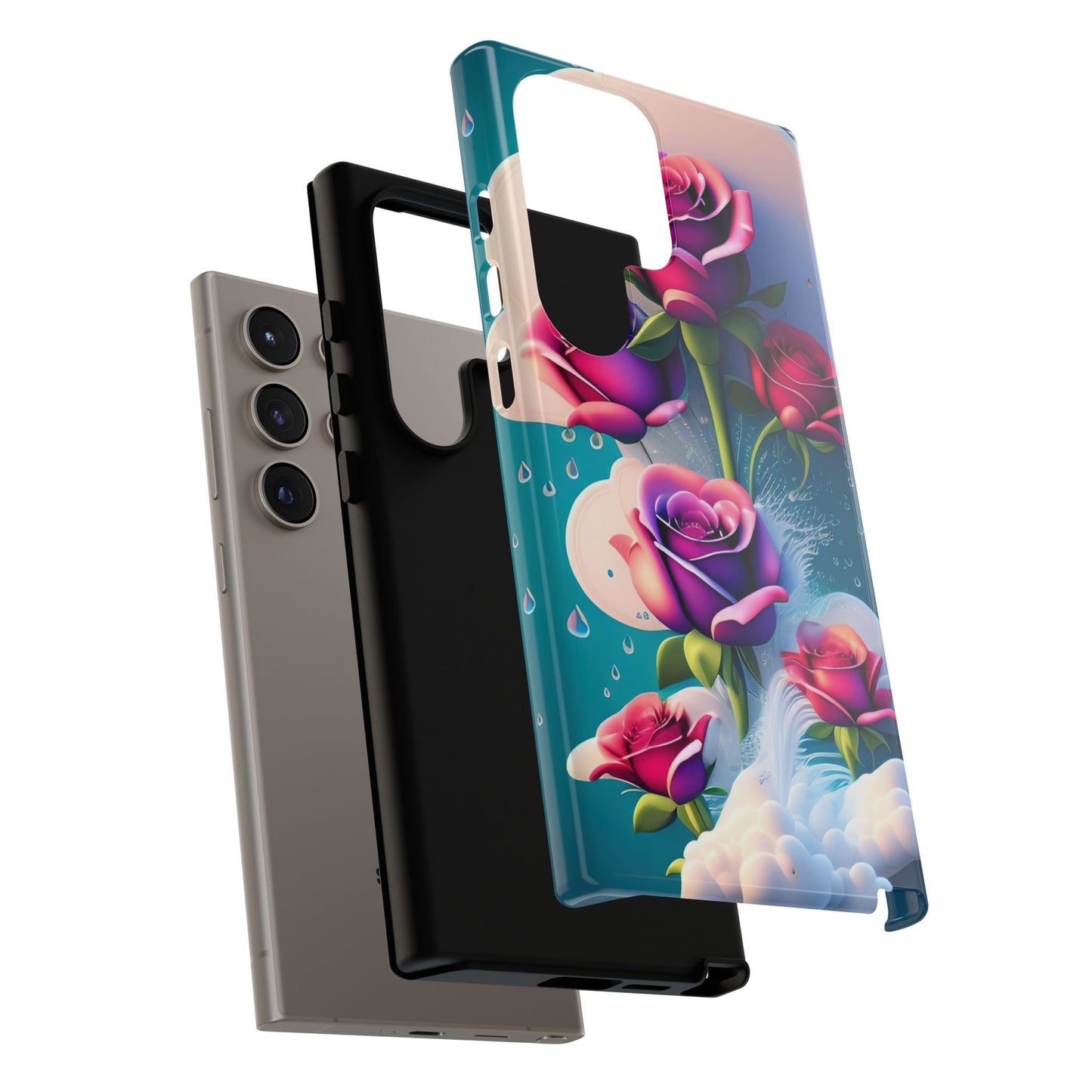 Floral Dream Tough Phone Case — Rose Bouquet Clouds Design