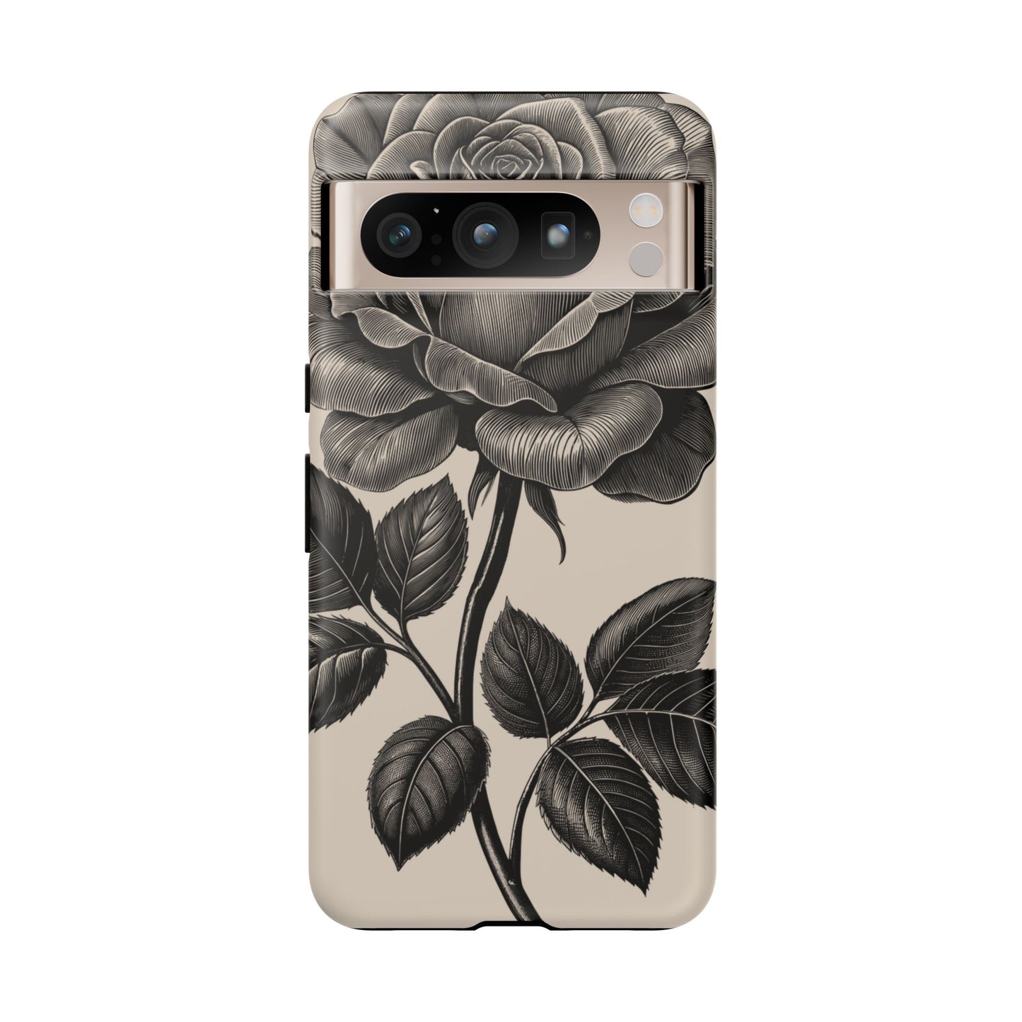 Black Rose Phone Case, Tough Cases with Floral Design, Elegant Tech Accessory, Gift for Flower Lovers, Stylish Protection