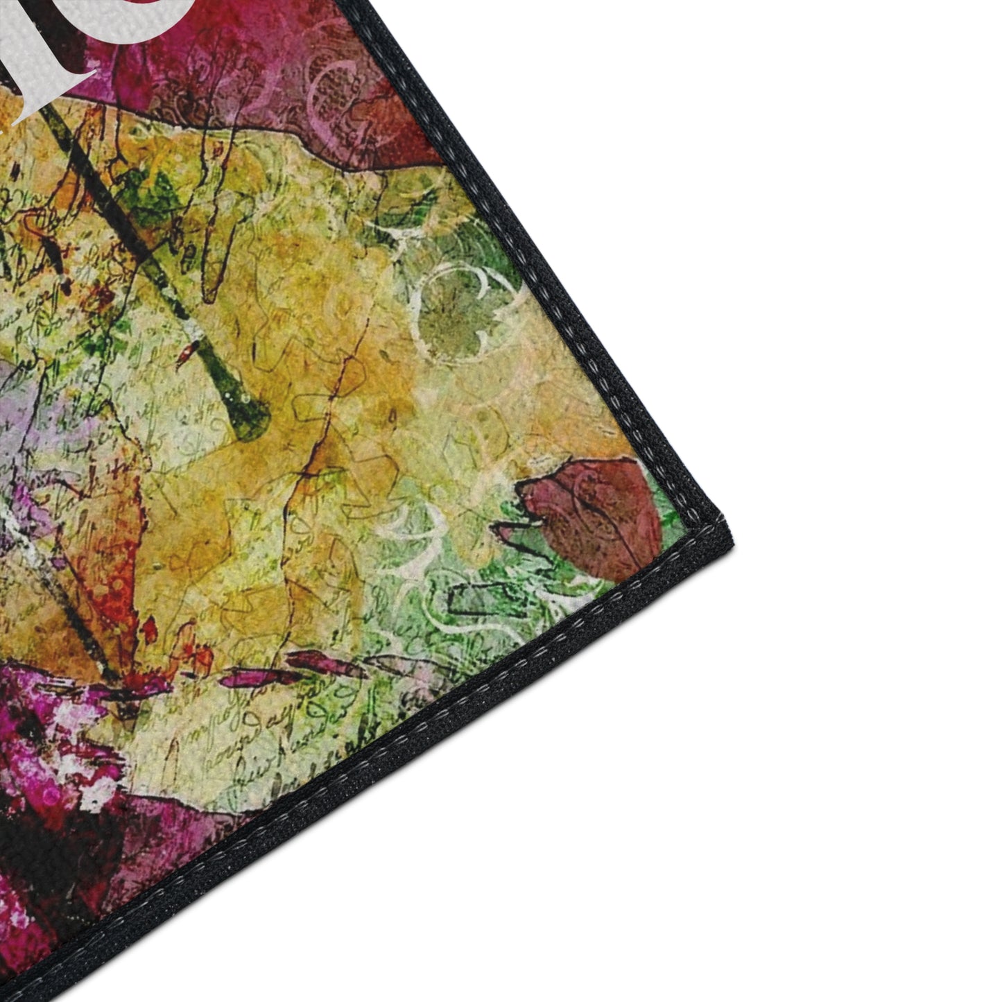 Welcome Floral Heavy Duty Floor Mat — Colorful Abstract Entry Rug