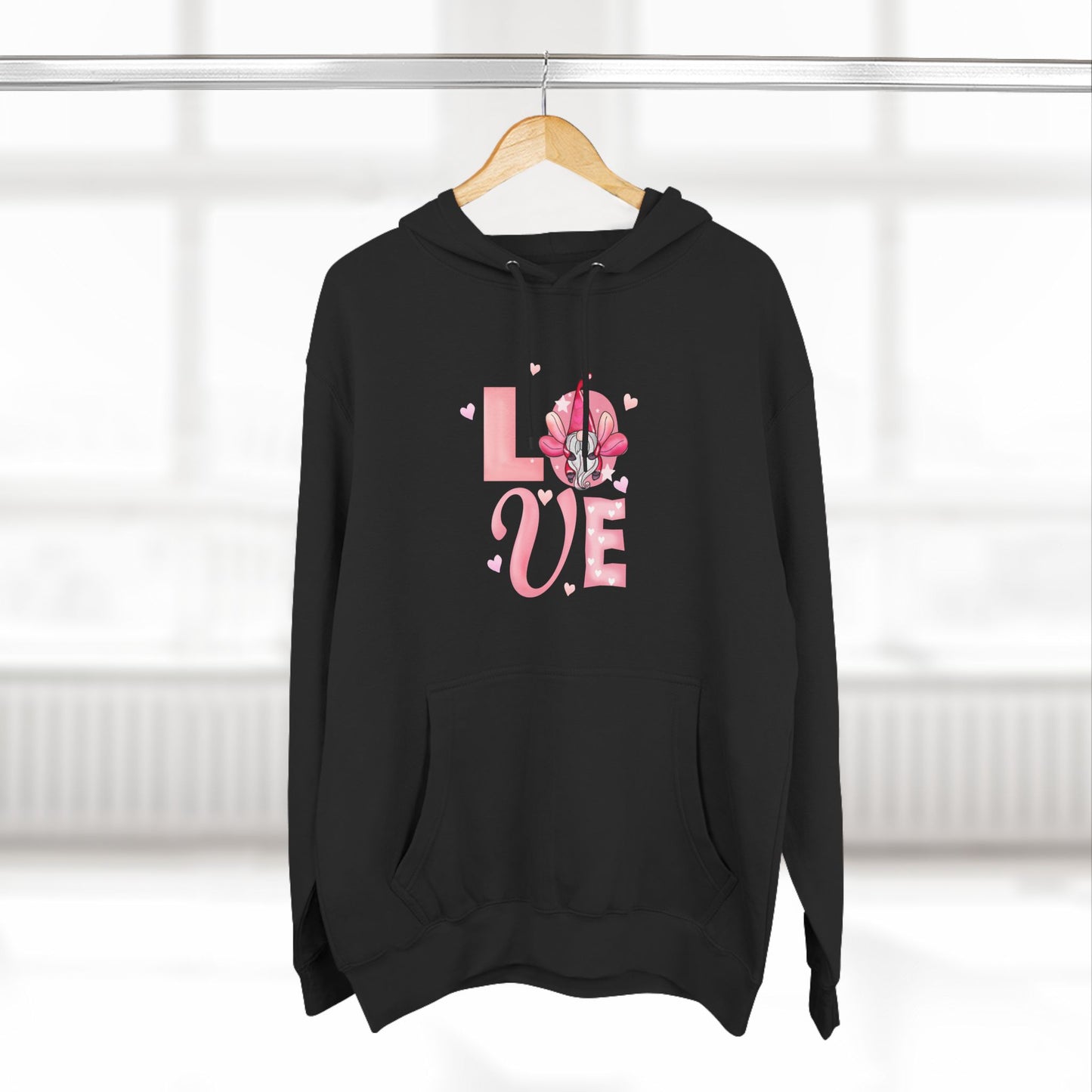 Love Blossom Hoodie — Pink Floral "LOVE" Graphic Fleece Hoodie