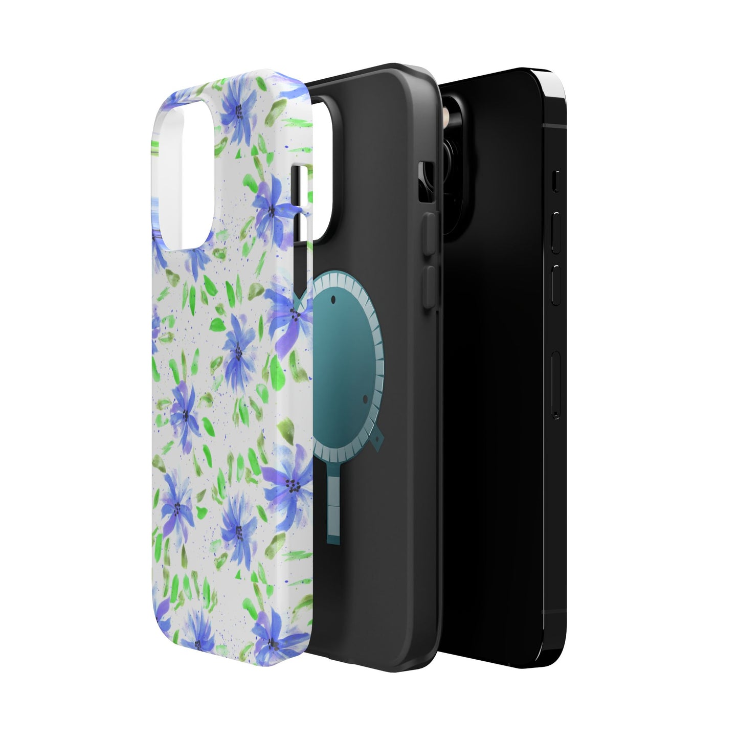 Floral Blue Watercolor Phone Case — Magnetic Impact-Resistant