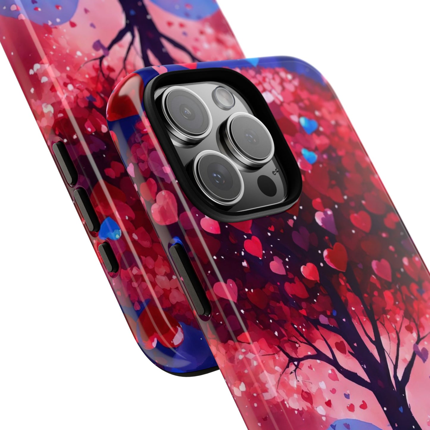 Heart Tree Phone Case — Romantic Red & Blue Protective Tough Case