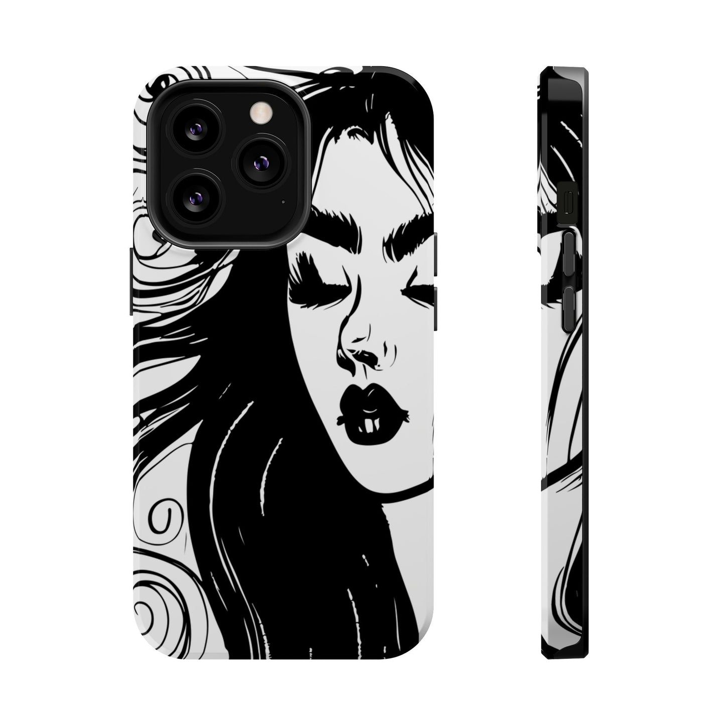 Artistic Black & White Portrait Phone Case — Magnetic Impact-Resistant
