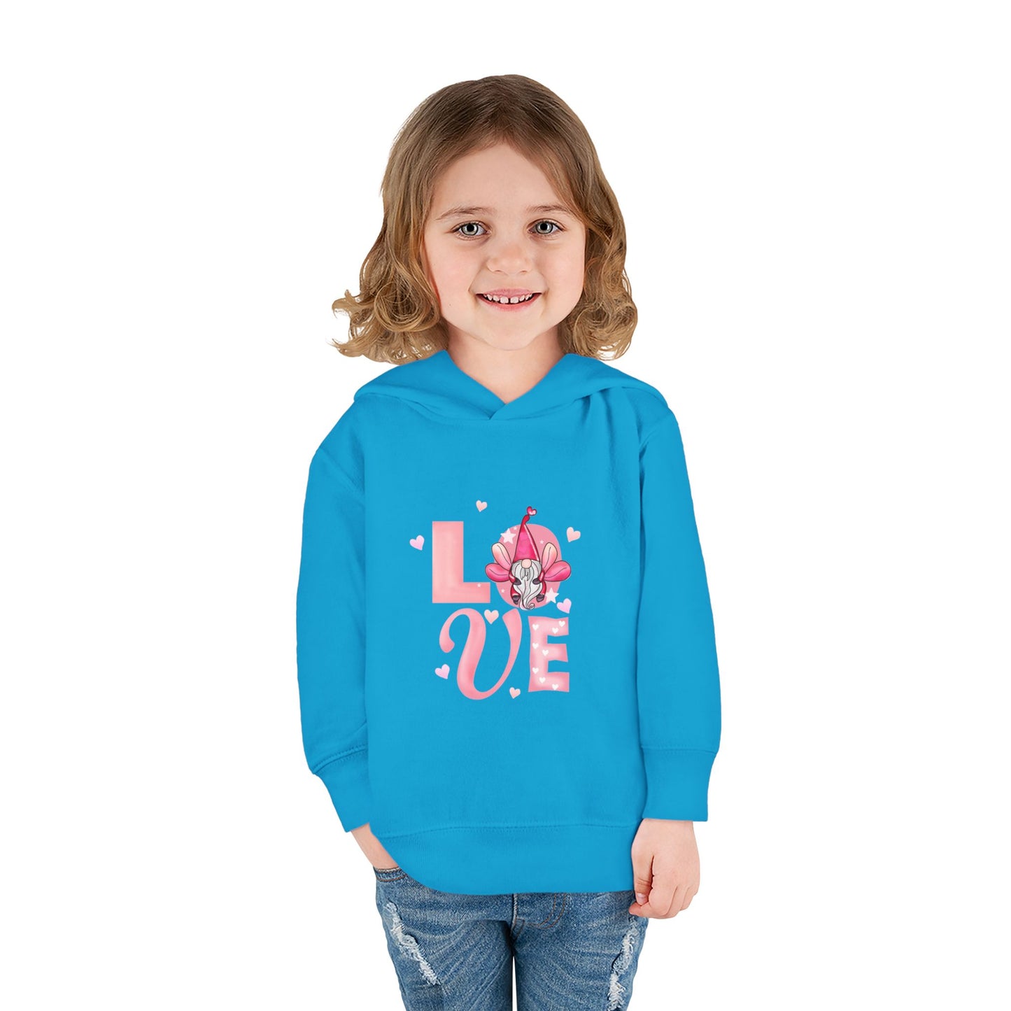 Toddler Hoodie — Pink "LOVE" Unicorn Heart Pullover