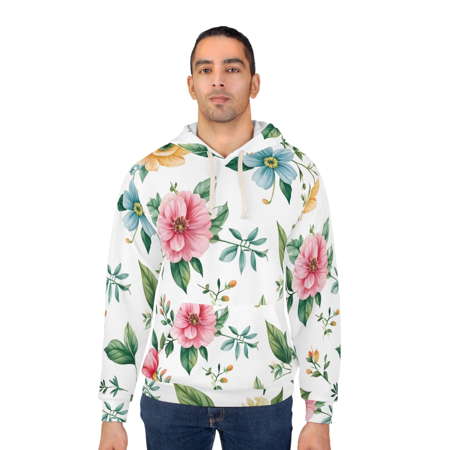 Floral Watercolor Hoodie — Pink & Yellow Blossom