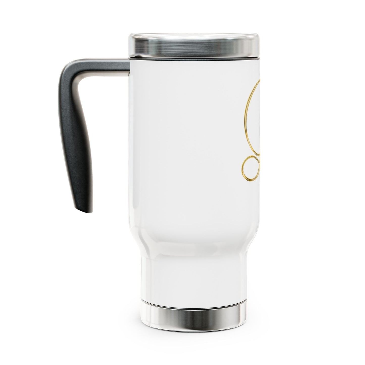 Monogram L Gold Travel Mug — 14oz Stainless Steel Tumbler with Handle