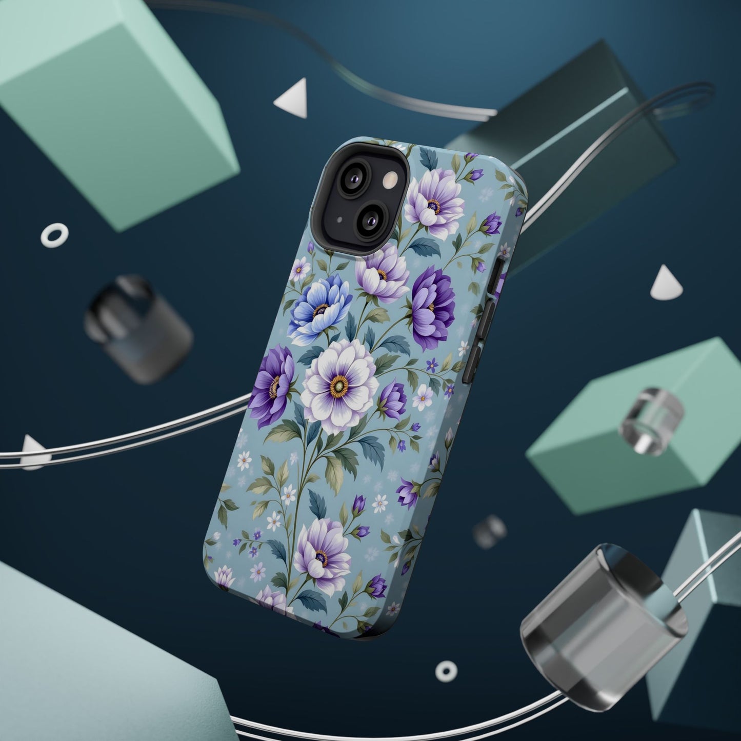 Floral Purple Peony Phone Case — Magnetic Impact‑Resistant Protective Cover
