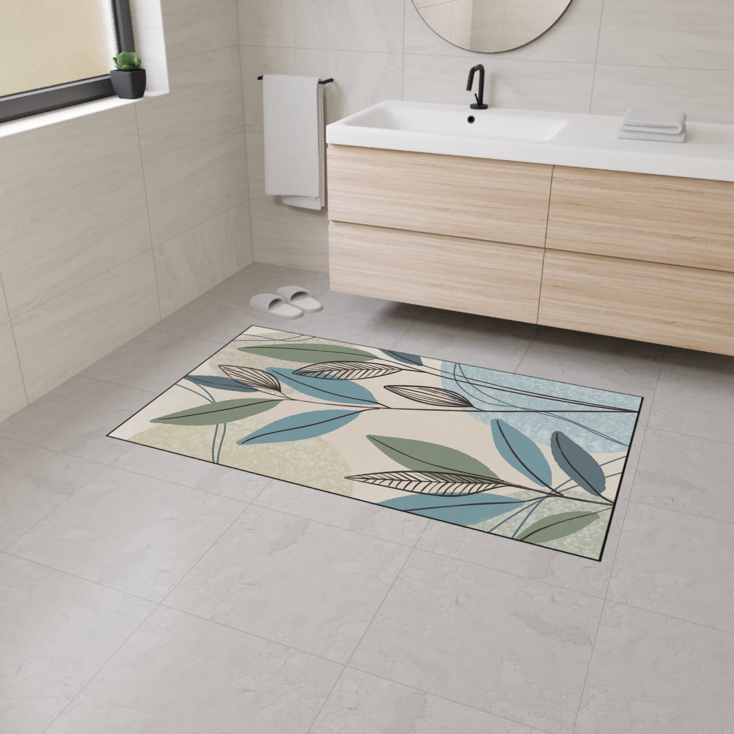 Leaf Pattern Heavy-Duty Floor Mat — Durable Indoor Entry Rug for Kitchen & Mudroom