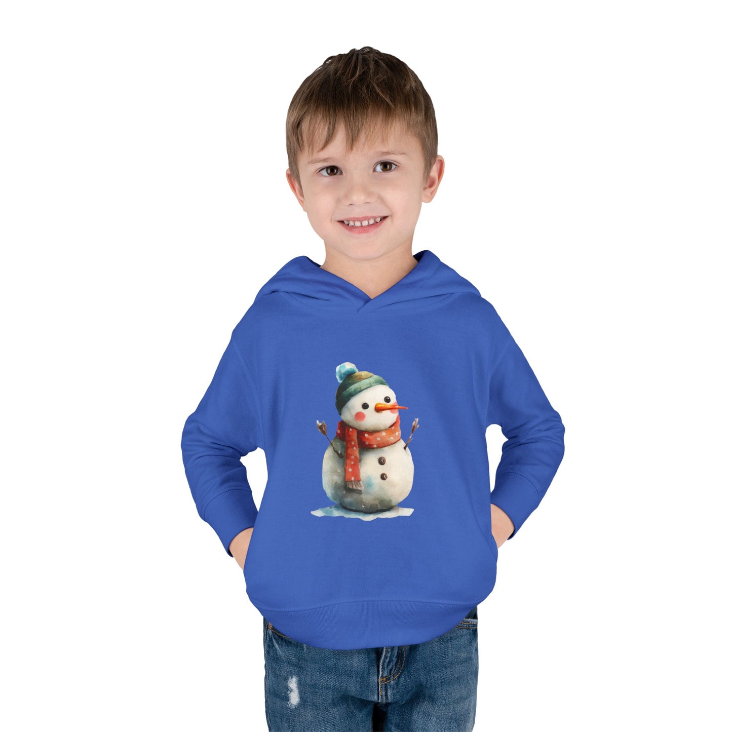 Cozy Snowman Toddler Pullover Fleece Hoodie - Winter Apparel, Cute Gift for Kids, Holiday Wear, Soft Hoodie for Toddlers, Christmas Outfit