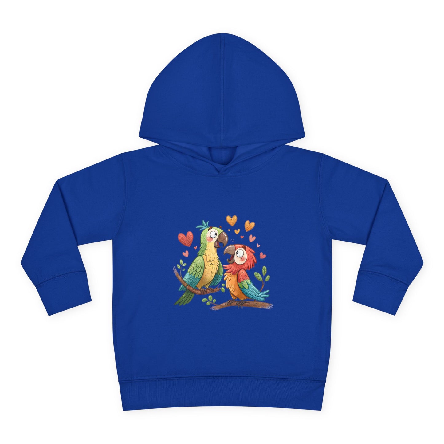 Toddler Hoodie — Cute Parrot Love Pullover (Heart Bird Kids Sweatshirt)