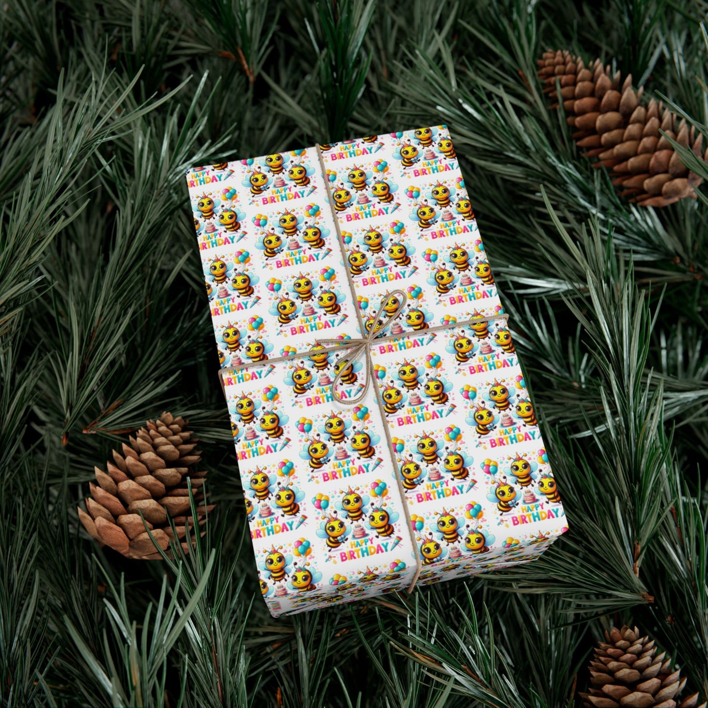 Wrapping Paper — Cute Chick 'Happy Birthday' Bee Pattern Gift Wrap
