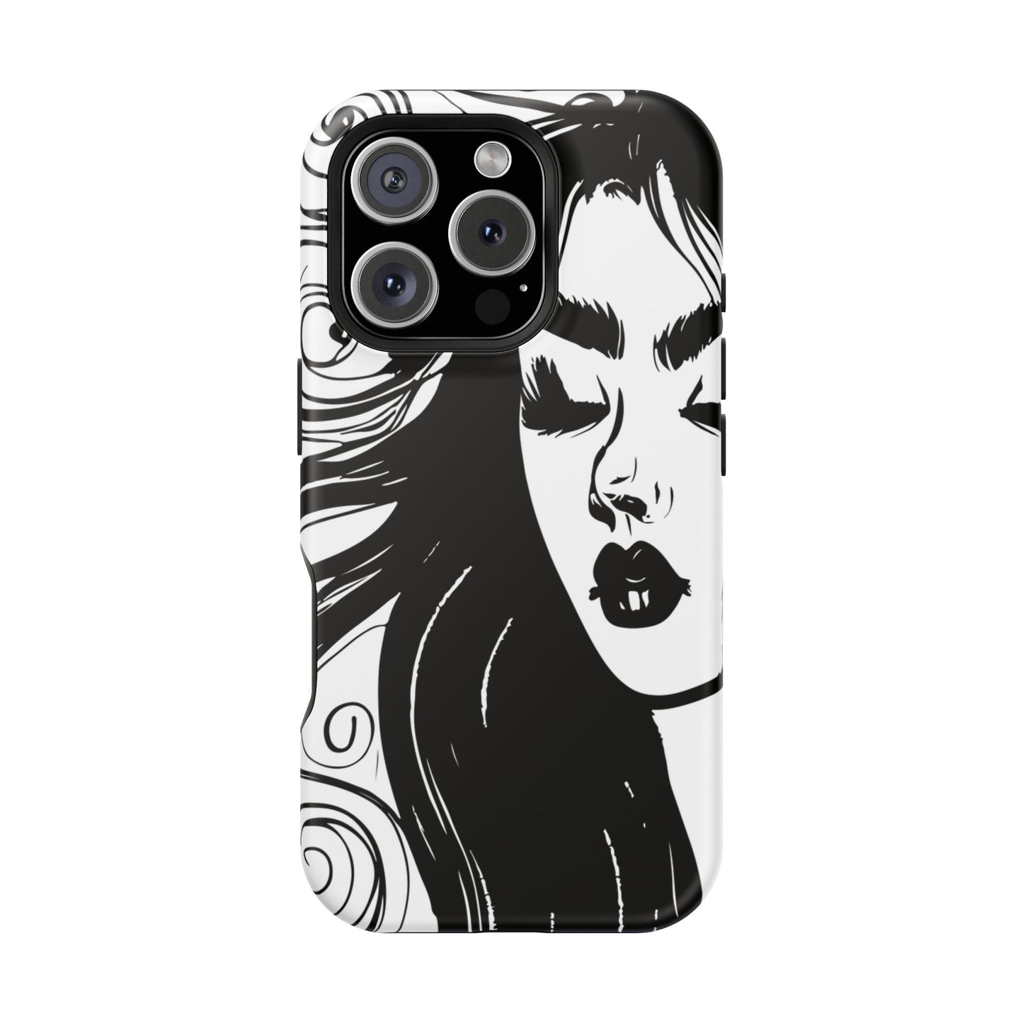 Artistic Black & White Portrait Phone Case — Magnetic Impact-Resistant