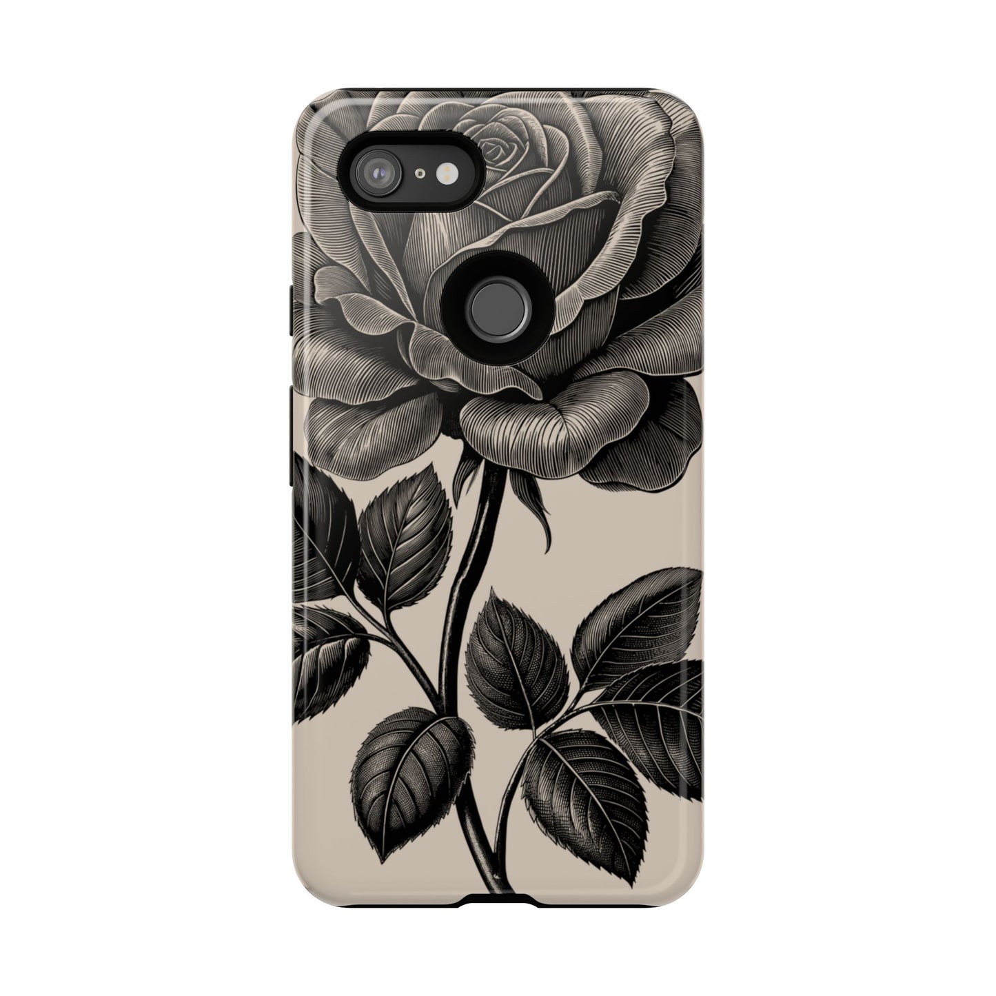 Black Rose Phone Case, Tough Cases with Floral Design, Elegant Tech Accessory, Gift for Flower Lovers, Stylish Protection