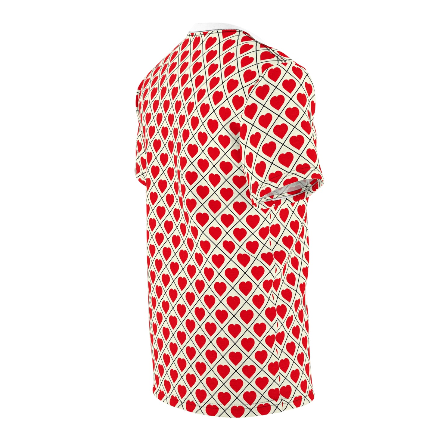 Allover Red Heart Pattern Tee – Valentine’s Day Cut & Sew Shirt