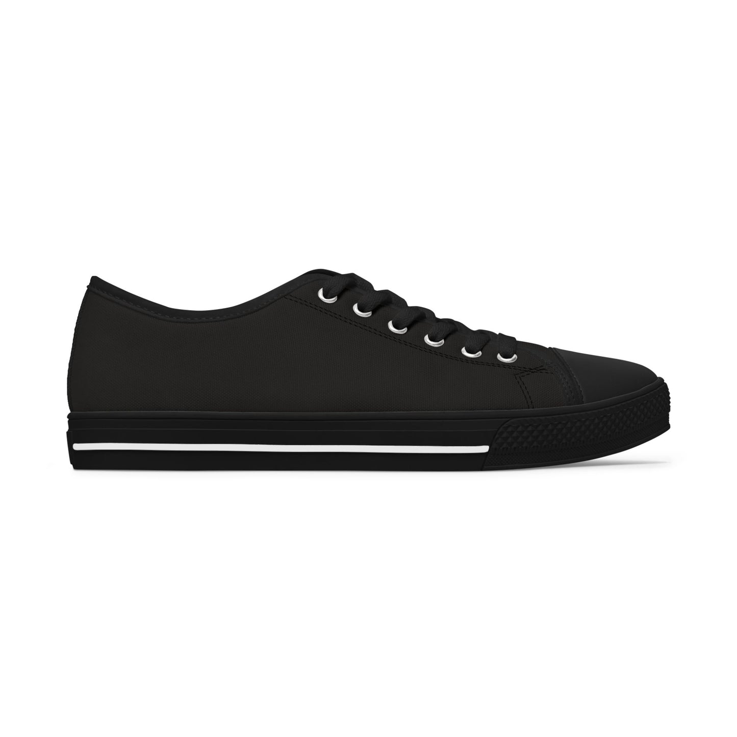 Women's Low Top Sneakers — Black Casual Canvas Trainers for Everyday Wear