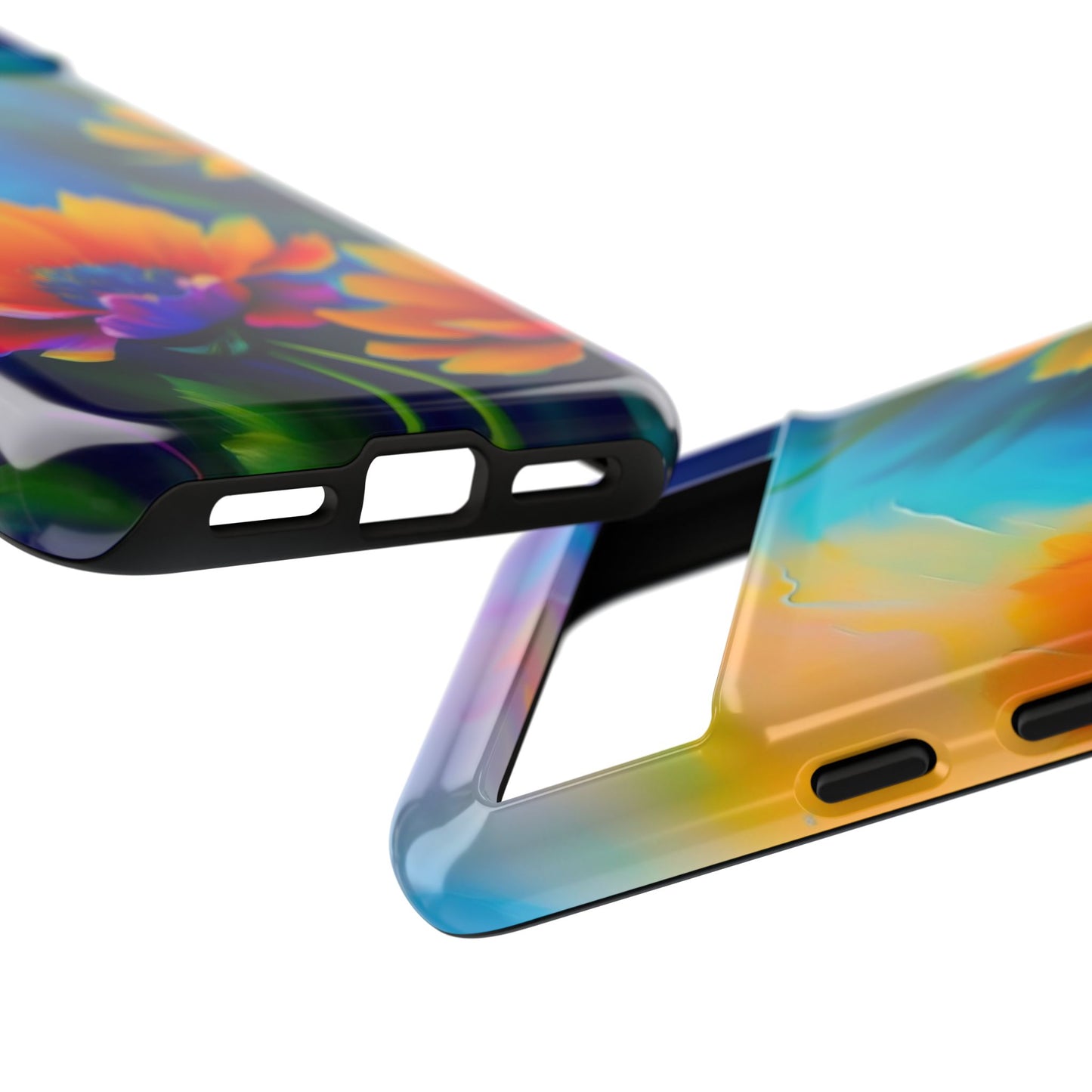 Floral Sunset Tough Phone Case — Vibrant Watercolor Flowers Protective Cover