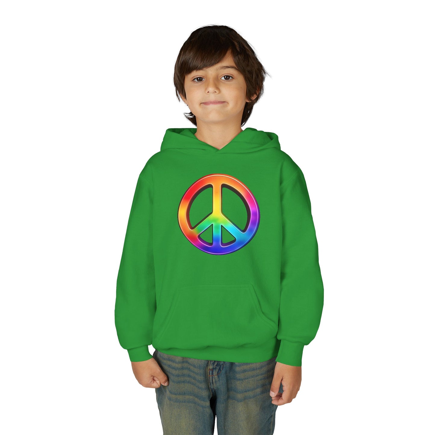 Youth Hoodie — Rainbow Peace Sign Pullover