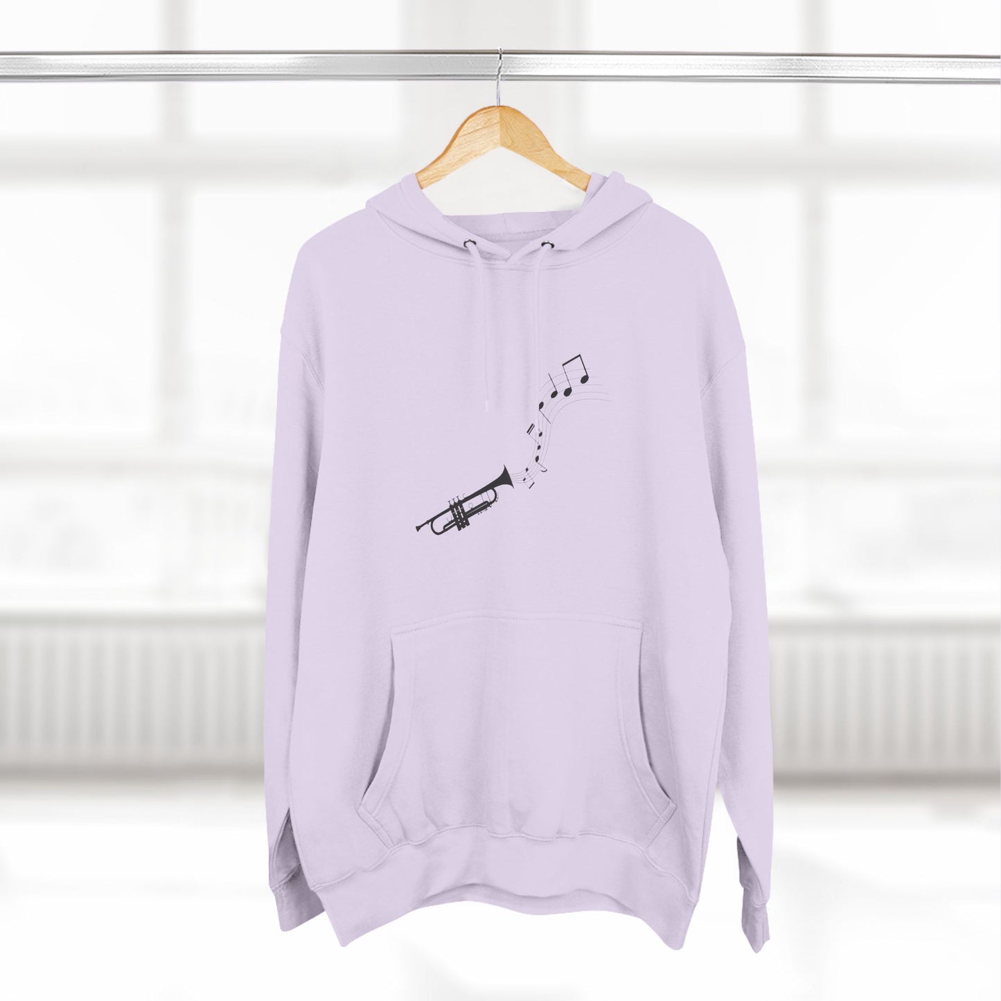 Trumpet Music Notes Hoodie — Minimalist Jazz Instrument Pullover