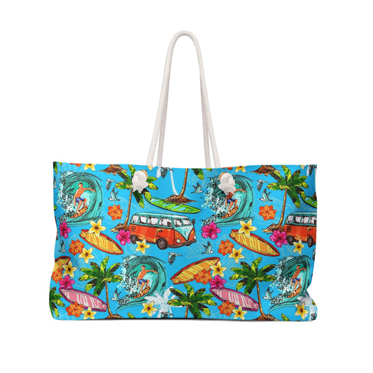Tropical Surf Weekender Bag – Vintage Van, Surfboards & Palm Beach Tote