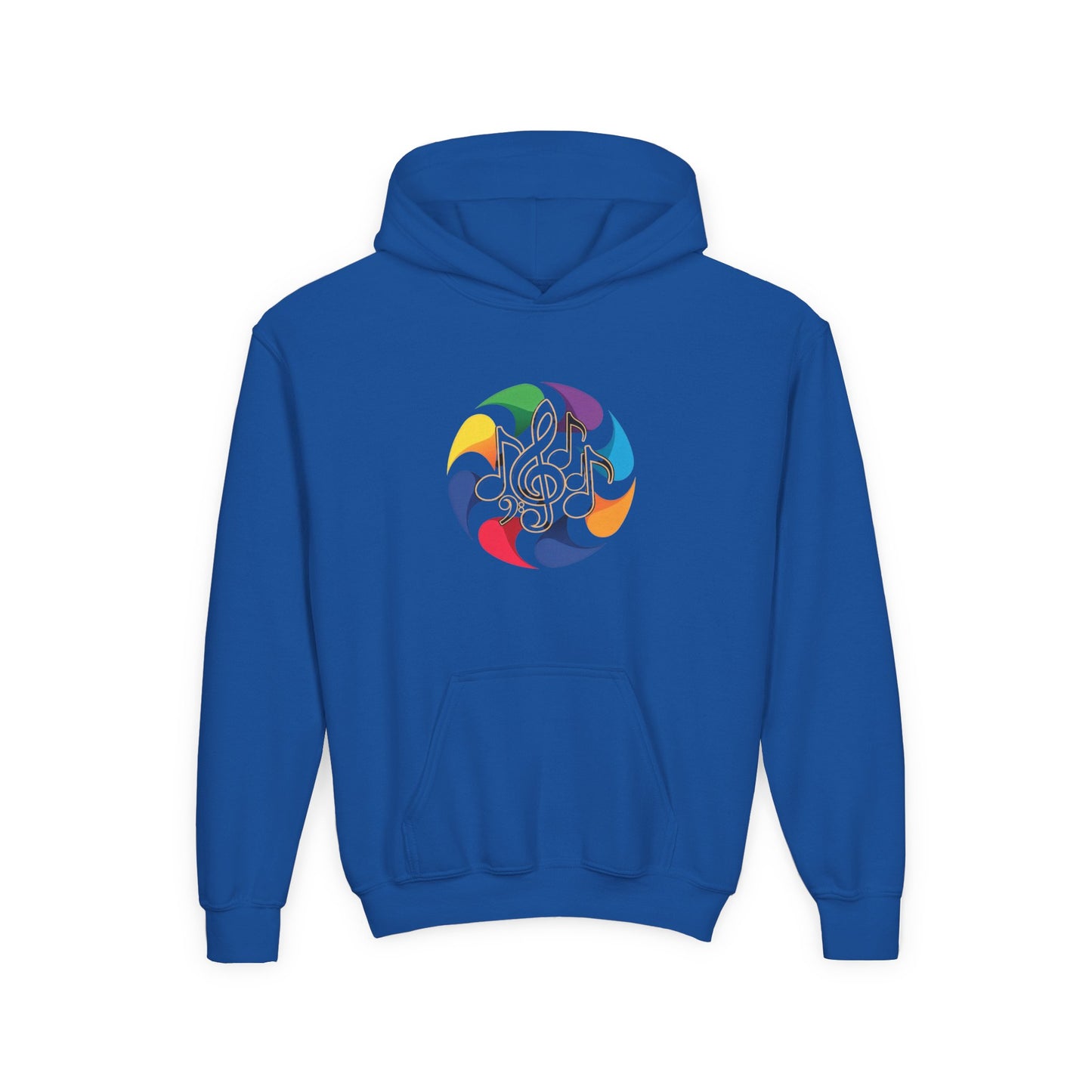 Colorful Music Treble Clef Youth Hoodie | Rainbow Note Circle