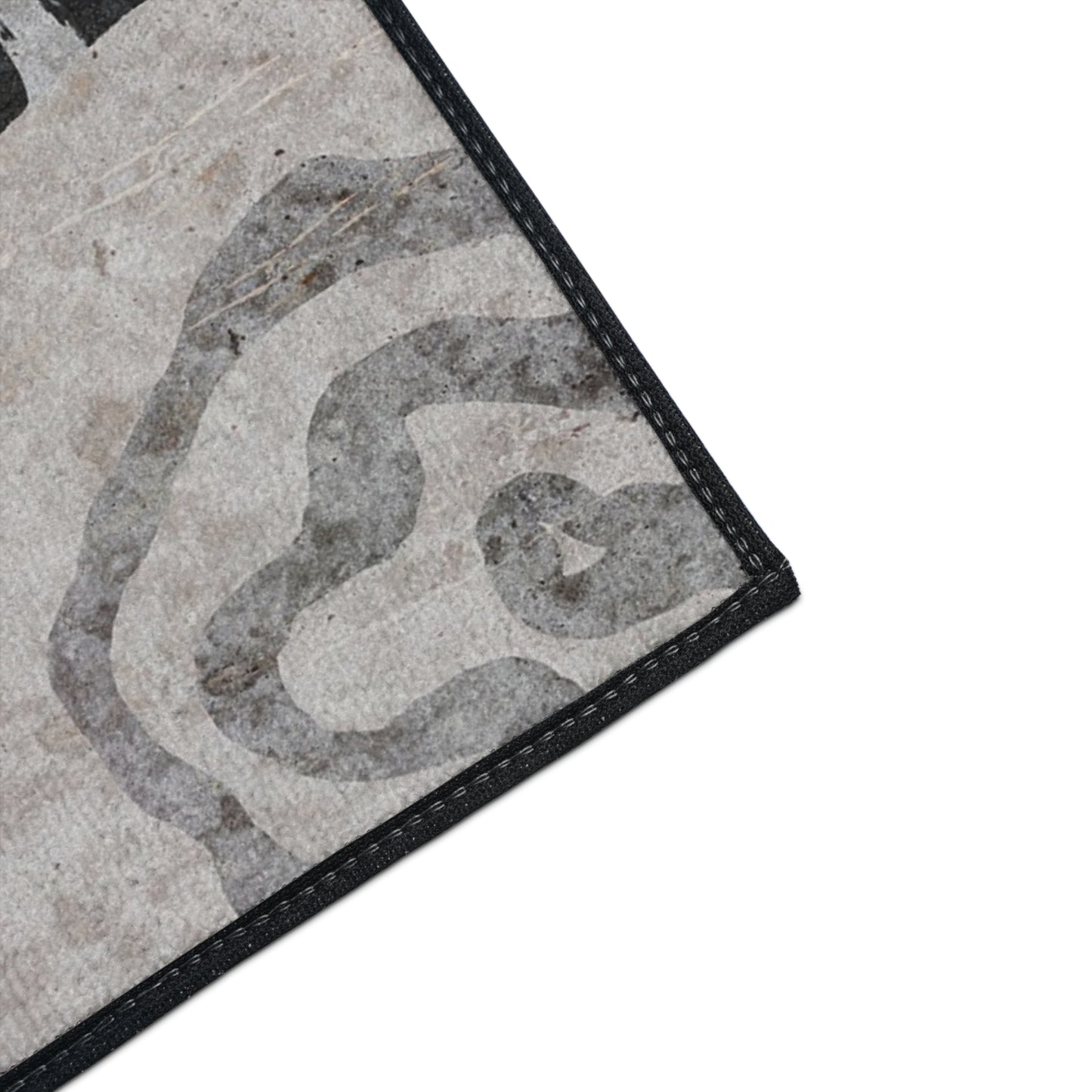 Abstract Black & Gray Heavy Duty Floor Mat — Modern Wave Rug for Entryway, Kitchen, or Office