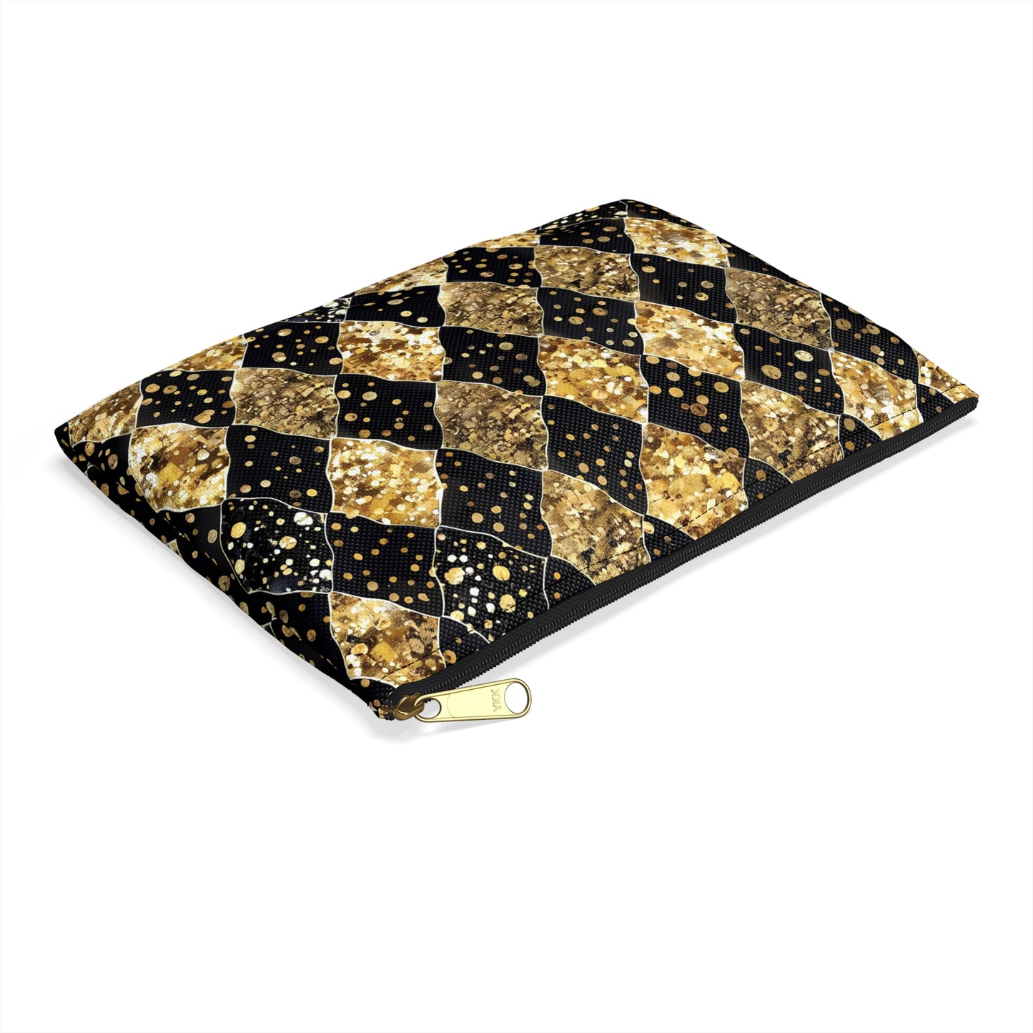 Glamorous Gold and Black Accessory Pouch, Makeup Bag