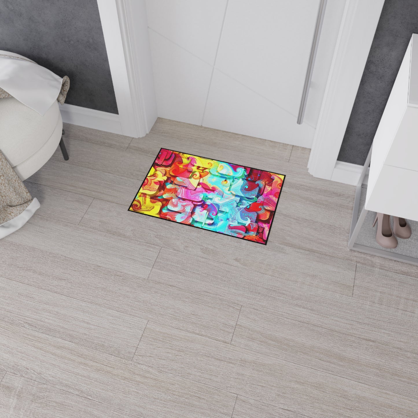 Abstract Color Splash Floor Mat — Heavy Duty Non‑Slip Door Rug
