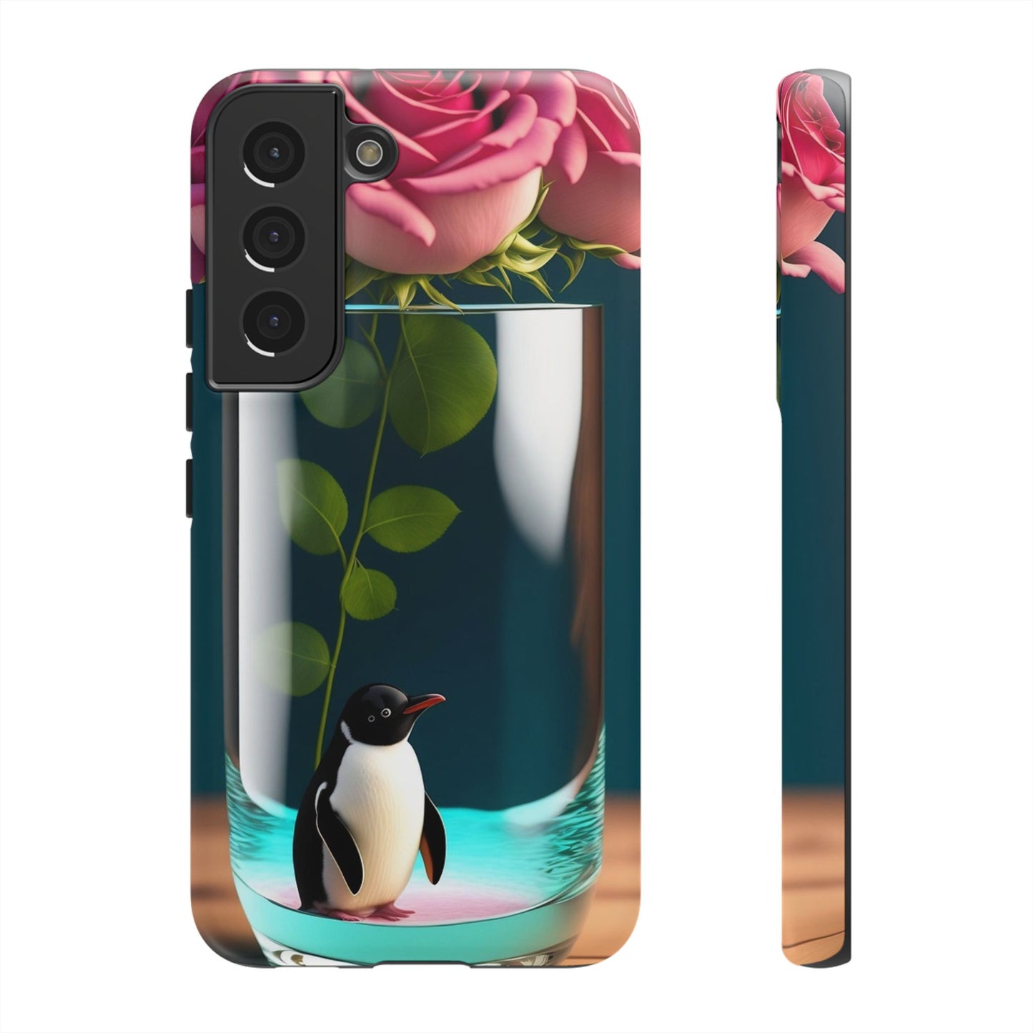 Penguin in a Glass Floral Tough Phone Case — Cute Protective Phone Cover